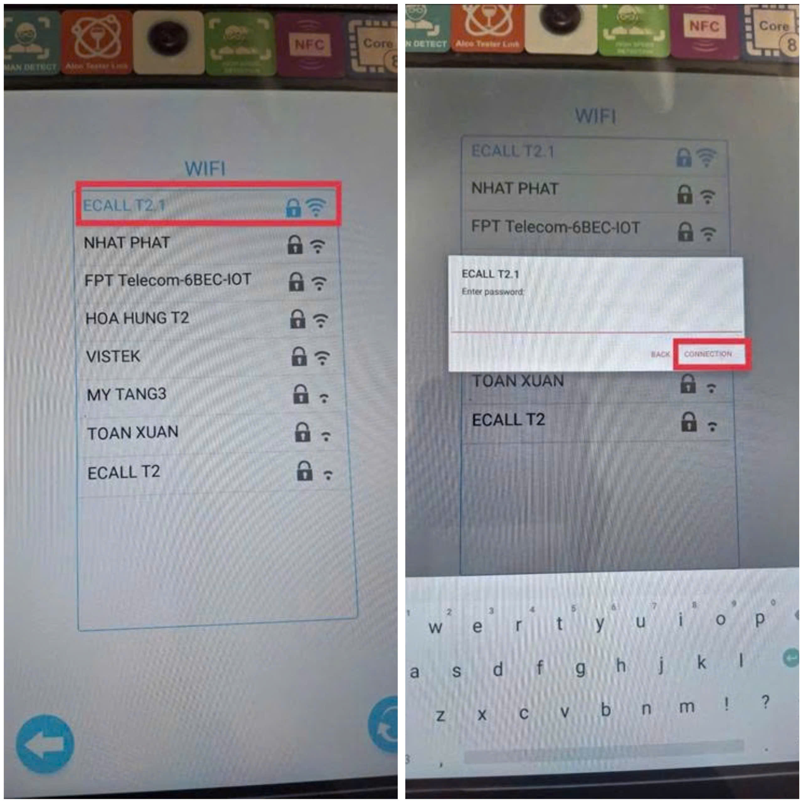 Chọn Wifi và nhập mật khẩu